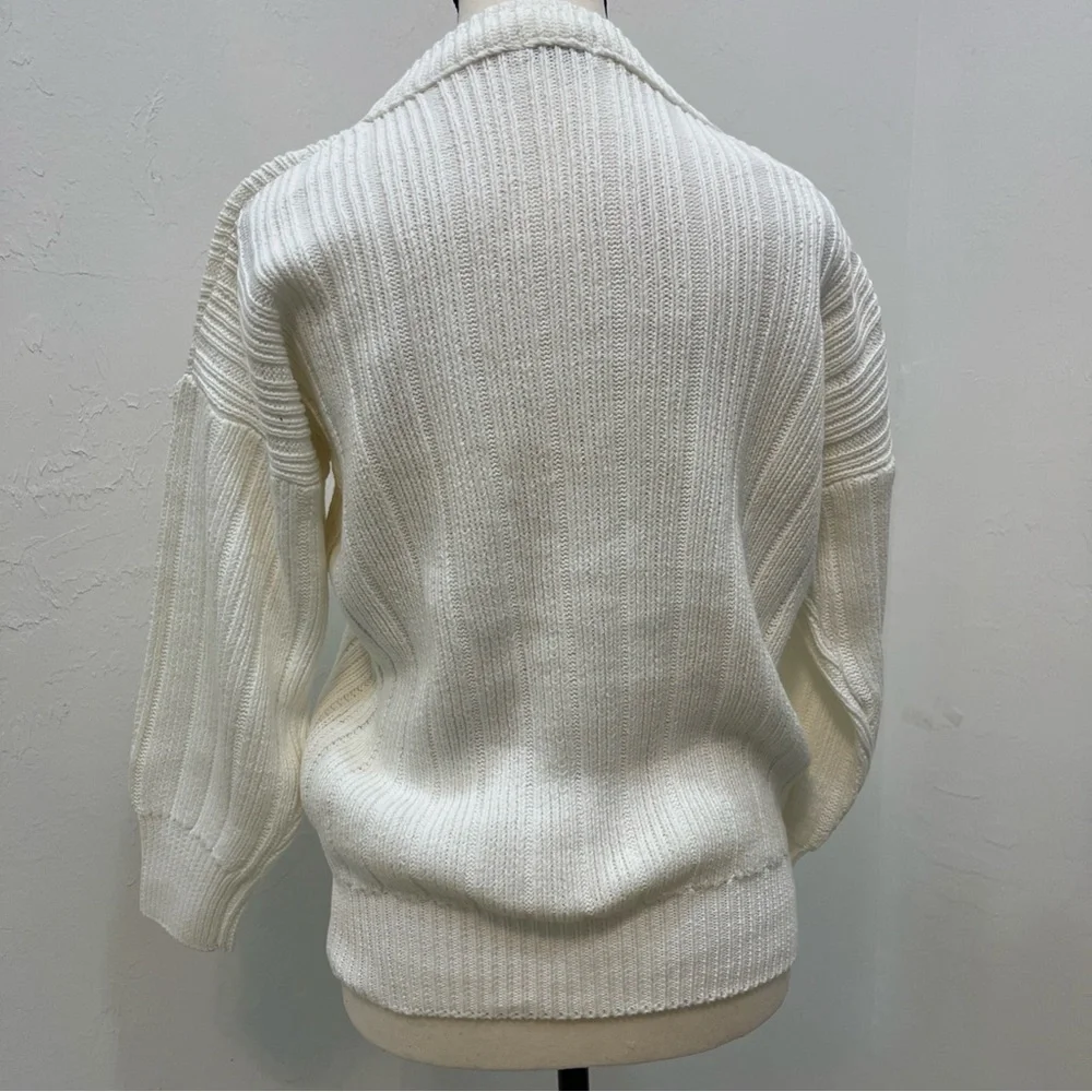 In Between Women White Knit Sweater Size S Oversized‎